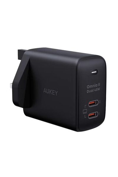AUKEY Omnia II Duo 45W PD Wall Charger with GaN Power Technology PA-B4T Black