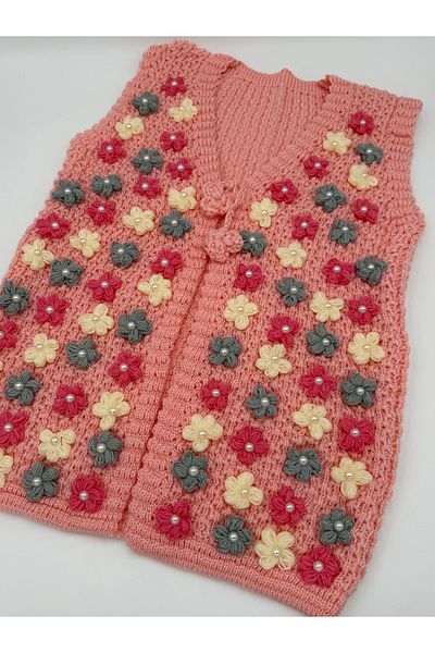 AYHANHOME Handmade Pearl Flower Embroidered Knitted Dowry Gift Women's Vest