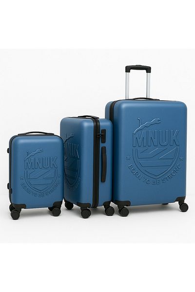 Mnuk Manchester 3 pieces Luggage Set With TSA lock suitcase bag- Sizes 28/24/20-Blue
