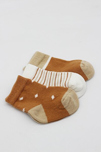 BUDİ HOME Bistyle 3-Piece Combed Cotton Men's Socks Bs10111 Mustard