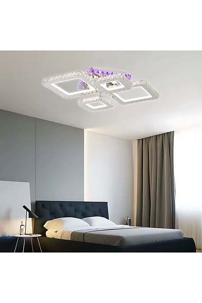 KORMAN TECHNIK LED chandelier with remote control NOVA RHOMBA RGB 60W,, Cold/Warm/Neutral light, Dimmable, Glossy Chrome,