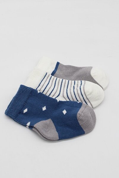 BUDİ HOME Bistyle 3-Piece Combed Cotton Men's Socks Bs10111 Indigo