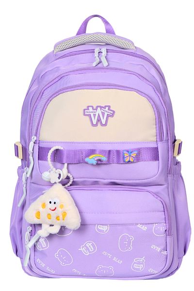 Çantaland Luxury Imported Fabric Girls School Bag – Plush Toy and Buckle Gift, Primary School & Middle School Backpack