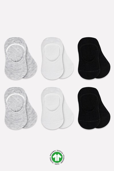 BUDİ HOME Bistyle 6-Piece Silicone Ballerina Combed Cotton Socks Bs30101B Gray White Black