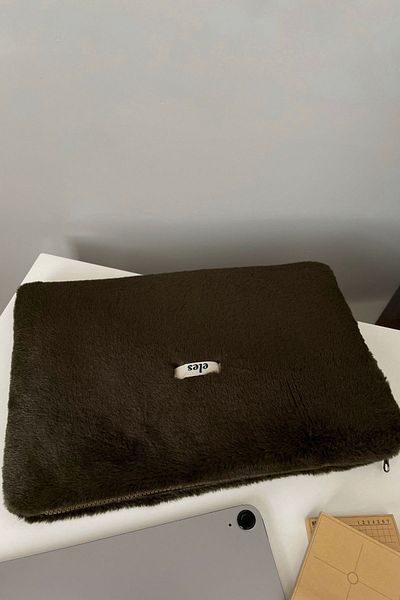 eles Khaki Plush Tablet Bag, Green Plush Tablet Bag, Khaki Tablet Case
