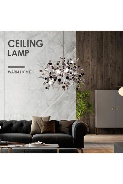 Alista Home Modern Chandelier, CAPRICIO Allegro, 2 xE 14, Diameter 40 cm, Glossy Chrome, Adjustable Height