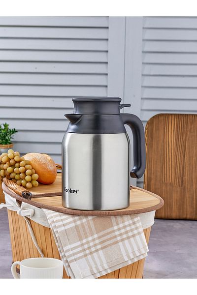 maisone home 1.5 Liter Stainless Steel Thermos – 12 Hours Heat Retention, Vacuum, Ergonomic