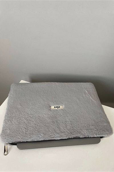 eles Gray Plush Tablet Bag, Gray Tablet Case
