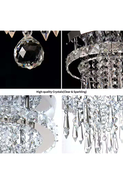 Alista Home Candelabru LED Alberico Rotund, 20W, Lumină Rece/Caldă/Neutră, Cristal, Crom Lucios