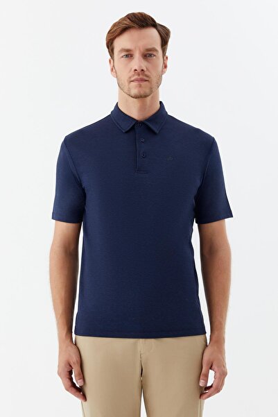 Sabri Özel Düğmeli Polo Yaka Erkek T-Shirt Lacivert
