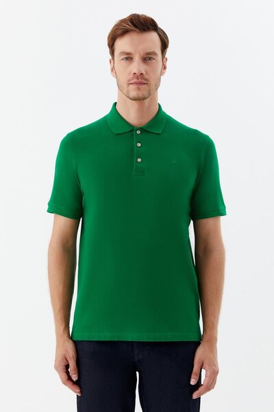 Sabri Özel Çıtçıtlı Polo Yaka Erkek T-Shirt Yeşil