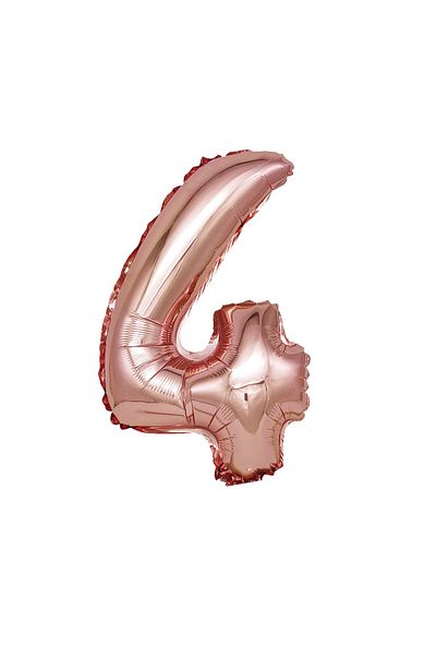 SDX Market Metallic foil balloon, Number 4, 100 cm, Rose Gold