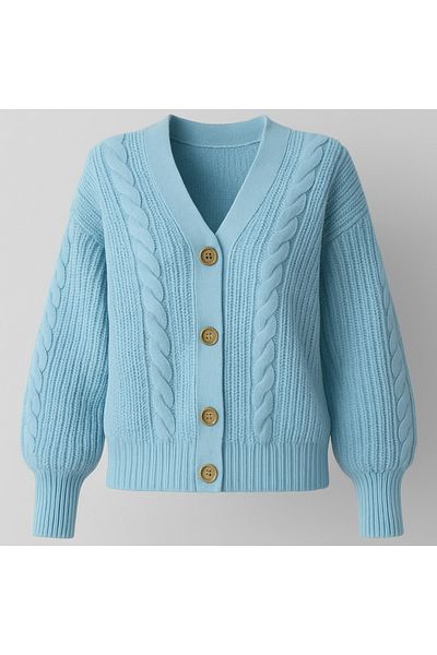 SLAW REZZ Women's Hair Knitted Patterned Knitwear Cardigan 4 Button Knitwear Cardigan
