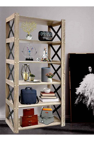 Generic Modern Open Shelf Unit, Wooden Bookshelf, Mid-Century Cabinet, 27*160 cm