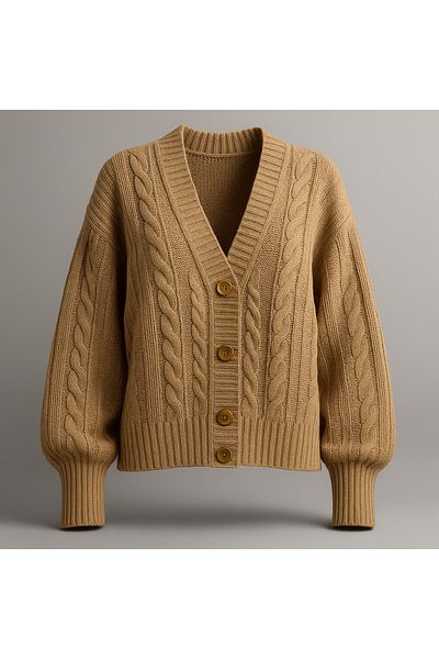 SLAW REZZ Women's Hair Knitted Patterned Knitwear Cardigan 4 Button Knitwear Cardigan