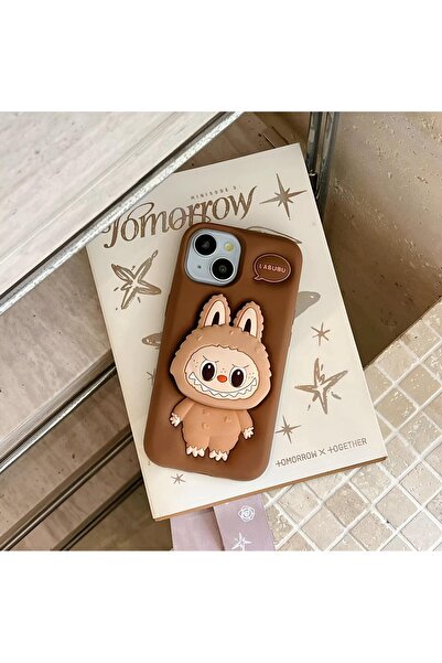 ZB Aksesuarda Moda iPhone 14 Pro Max Compatible Labbu Patterned Soft Dough Silicone Luxury Case Cover with Stand Feature