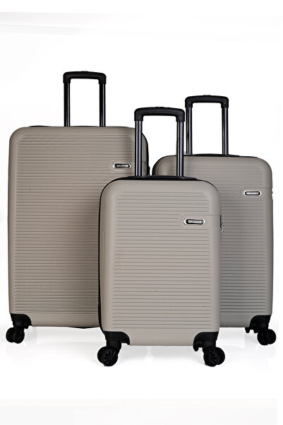 DERİEND 3000 Unisex 3'Lü Valiz Seti Taş Büyük Boy Orta Boy Kabin Boy