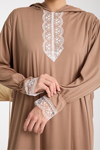 AKPİYYER Γυναικείο φόρεμα προσευχής με δαντέλα και μαντήλι