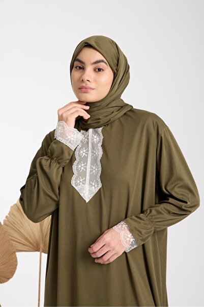 AKPİYYER One Piece Dress with Cap and Lace for Women Prayer