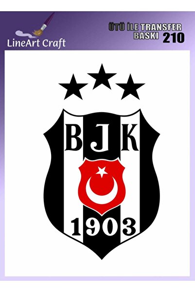 LİNEART Beşiktaş Logo Desenli Ütü İle Transfer Baskı & Kumaş Transfer No:KMŞ2...