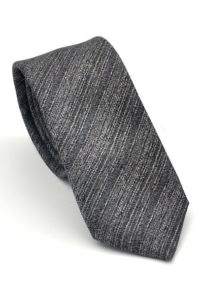 Gaffy Gray Gray Smoked Woven Fabric Slim Fit Tie with Patterned Smoked Fabric // Sdk-2501-3