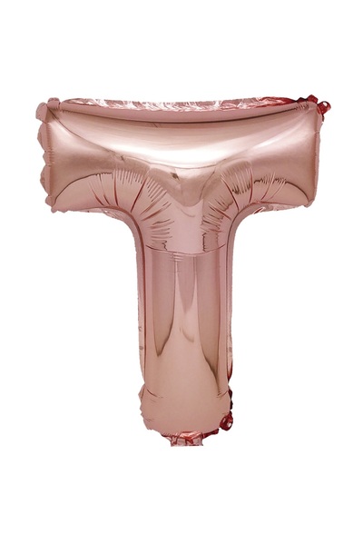 SDX Market Balon folie metalică auriu-roz, litera T, 40 cm, coral, roz