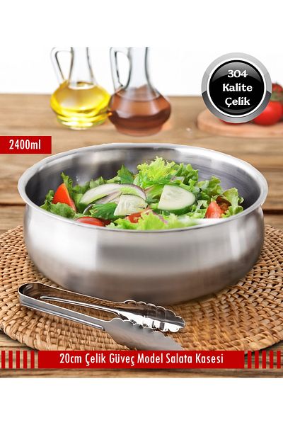 Stell&More Steel Salad Bowl Stew Model - 20cm