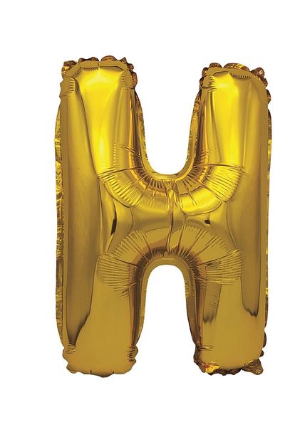 SDX Market Gold metallic foil balloon, Mirific Party, Letter H, 40 cm, Gold
