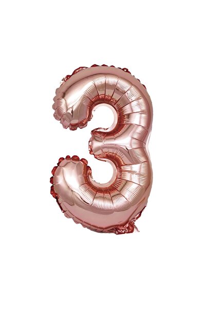 SDX Market Balon folie metalică, Numărul 3, 100 cm, Auriu roz