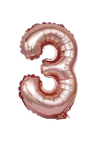 SDX Market Rose Gold Metallic Foil Balloon, Mirific Party, Number 3, 40 cm, Coral, pink