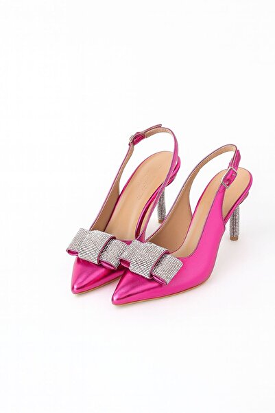 cevaplus حذاء نسائي بكعب وردي من الجلد الطبيعي