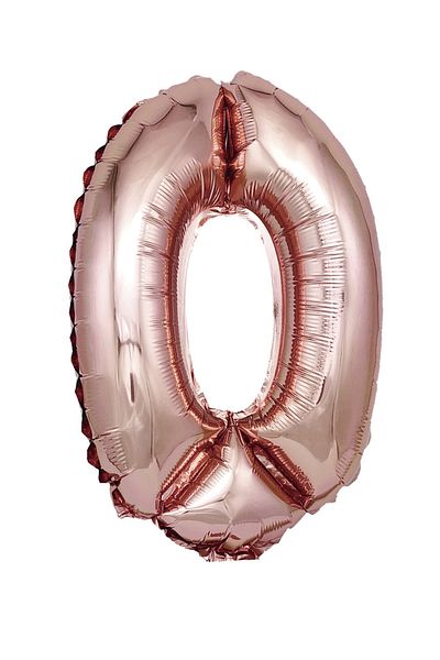 SDX Market Rose Gold Metallic Foil Balloon, Mirific Party, Number 0, 40 cm, Coral, pink