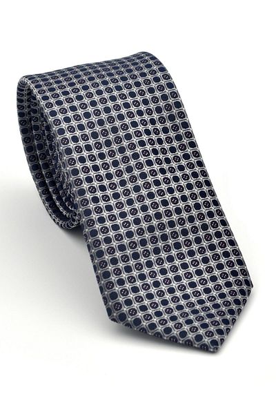 Gaffy Smoked Mixed Pattern Gray Woven Fabric Handkerchief Slim Fit Tie // Sdk-2502-4