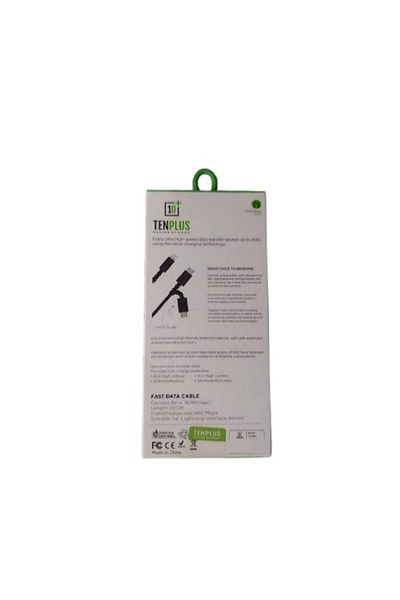 TENPLUS 30W USB-C to USB-C Data Cable for Charging and Transferring 2.0m - Black