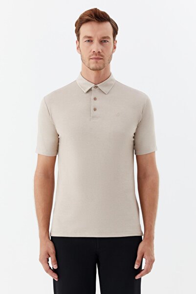 Sabri Özel Düğmeli Polo Yaka Erkek T-Shirt Taş