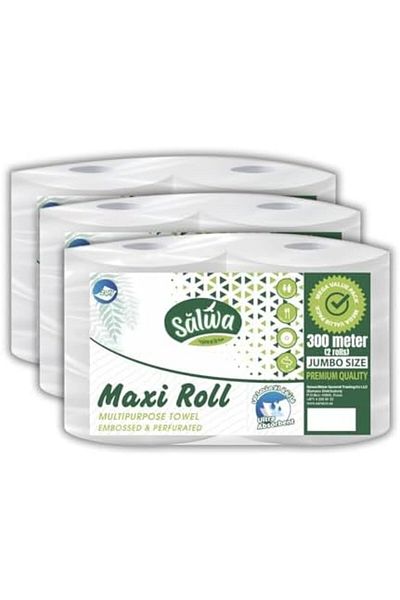 Salwa Maxi Roll 2-Ply Tissue, 3000+ Sheets, Carton Pack of 6