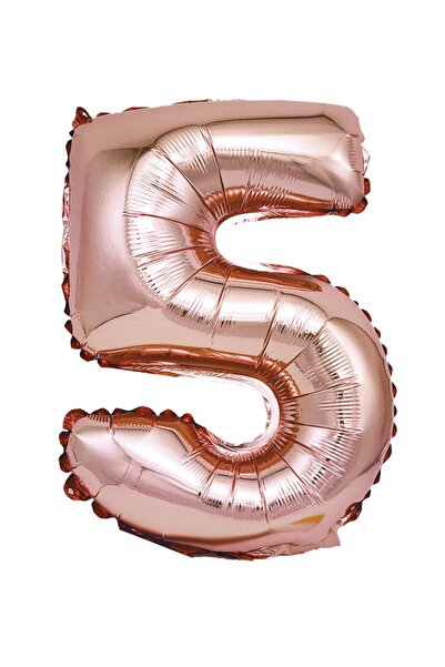SDX Market Balon folie metalizat auriu-roz, numărul 5, 40 cm, coral, roz