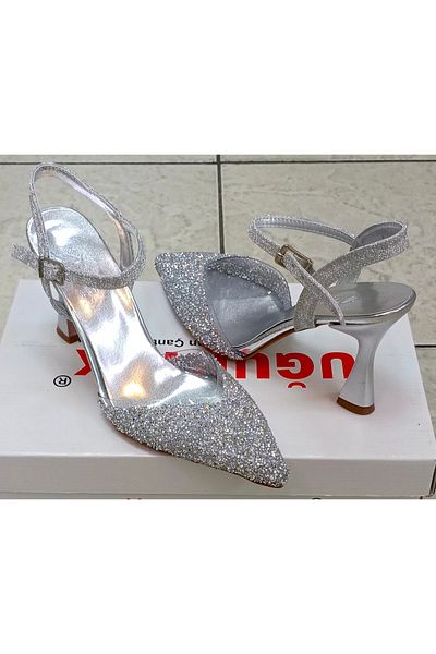 uğurtek Uğur Tek Broken Glass Silver Evening Dress Women's Shoes