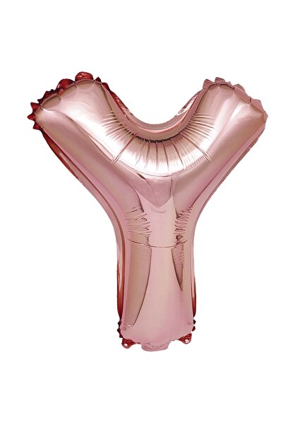 SDX Market Balon folie metalică auriu-roz, litera Y, 40 cm, coral, roz
