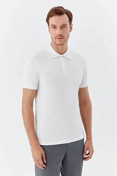 Sabri Özel Buttoned polo collar men's t-shirt white