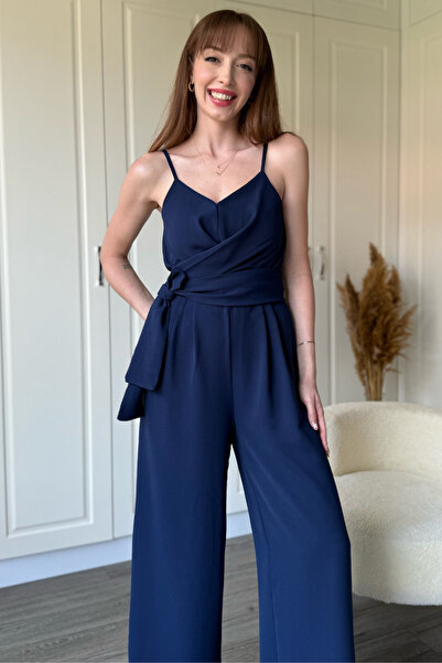 Dilay Gökoğlu Butik Спідниця з підтяжками з віскози, темно-синя