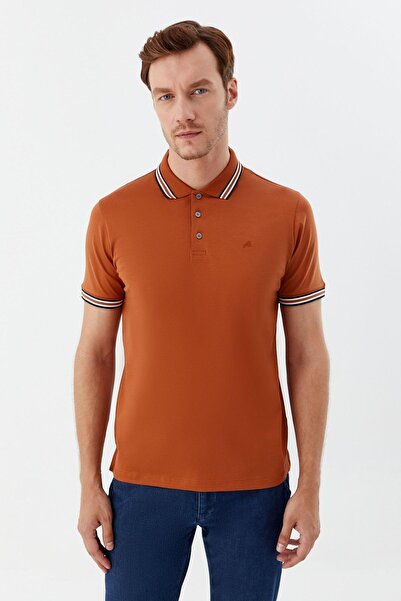 Sabri Özel Düğmeli Polo Yaka Erkek T-Shirt Kiremit