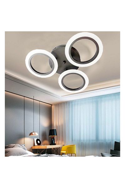 Alista Home LED Chandelier MARA 28 W, 3 Circles, Cold/Warm/Neutral light, Black