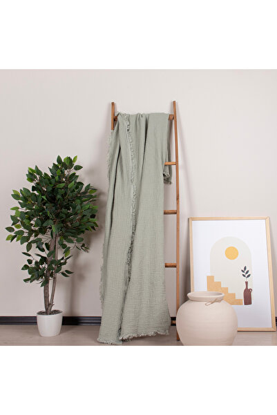 Püskül Tekstil Luxury Muslin Throw Blanket Wide 135X170Cm-100% Cotton Soft Quality Muslin Sofa Cover & Shawl