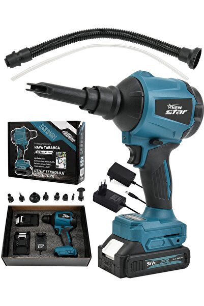 Newstar New Star Yüksek Performanslı Çift Akülü Şarjlı Hava Pompası Mavi ( Co...