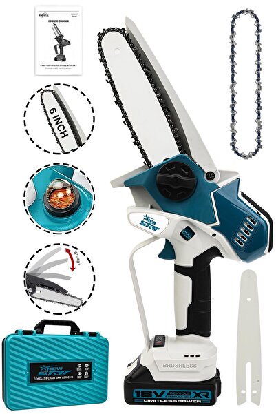 Newstar New Star 6ınch Kömürsüz Motor Şarjlı Budama Testeresi Mavi