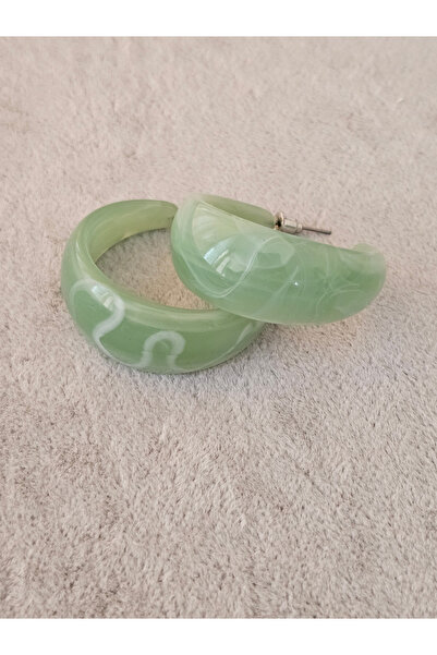 SiestaAccessories Yeşil Renk Akrilik Halka Küpe