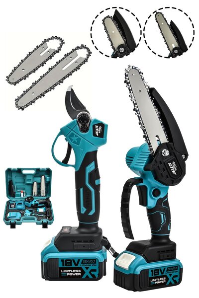 Newstar New Star 2'Li Set Çelik Şanzıman Şarjlı Dal Budama & Testeresi Mavi