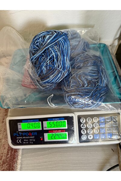 SÜSLÜTASARIM Himalaya örgü merserize ip(408 gram)(mavi ebruli)