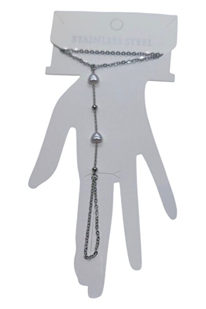 X-Lady Accessories Silver Color Heart Pearl Chain Steel Shahmeran - 3546